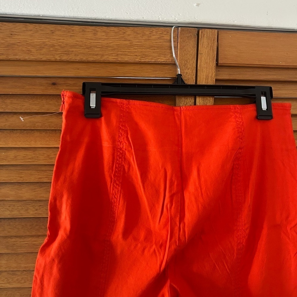 Maeve By Anthropologie Women’s Orange Cropped Linen Stretchy Pull-On Pants Sz 12 - Picture 6 of 7